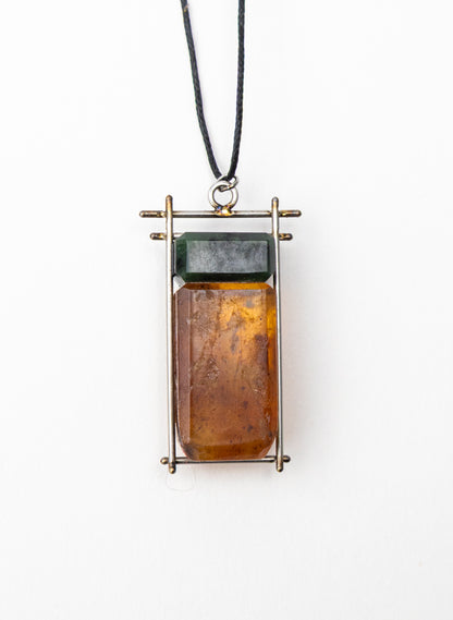 Pounamu and NZ Kauri Gum Necklace