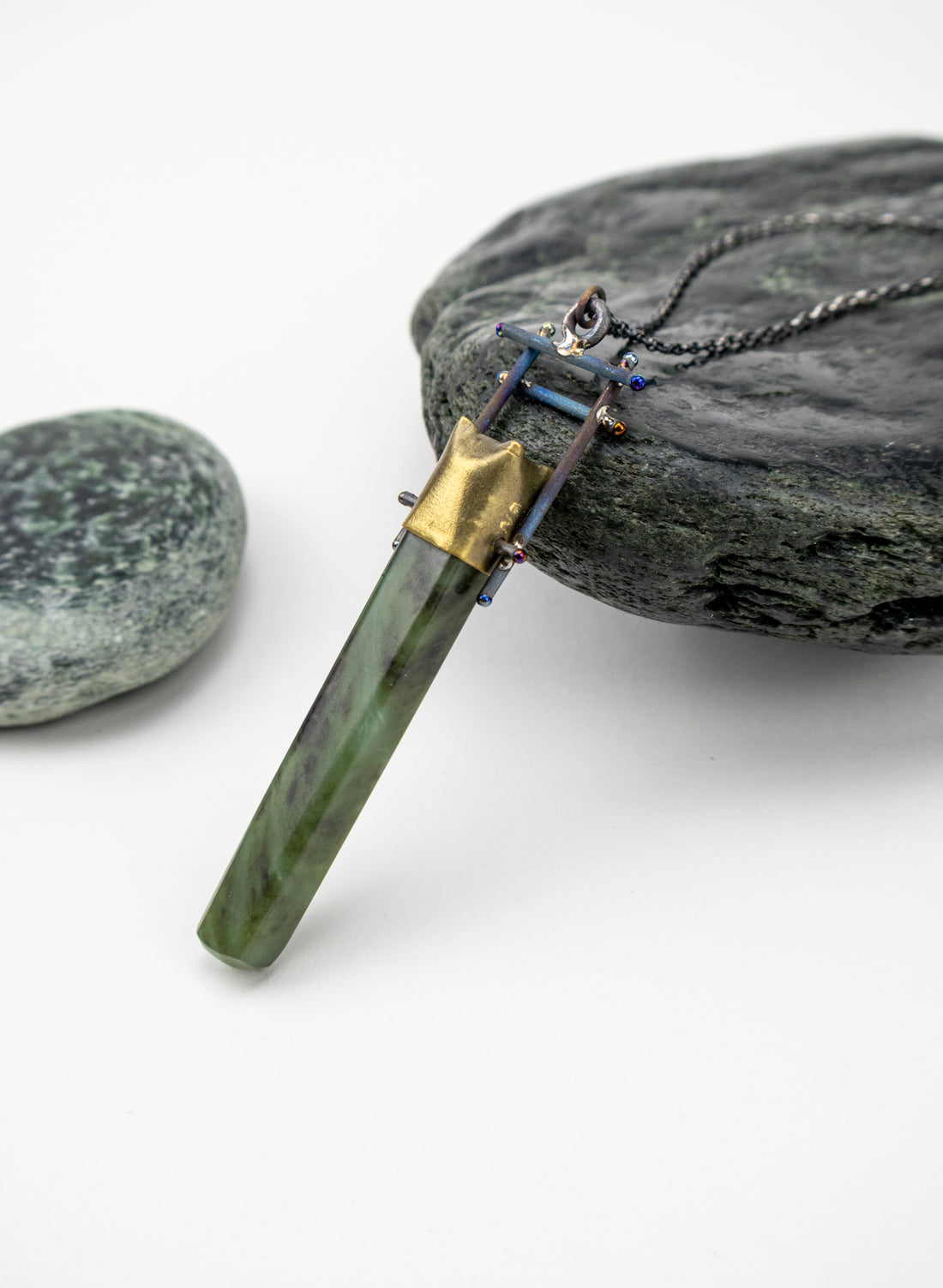 Citrine, Brass, Pounamu Necklace