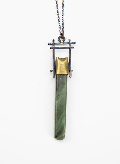 Citrine, Brass, Pounamu Necklace