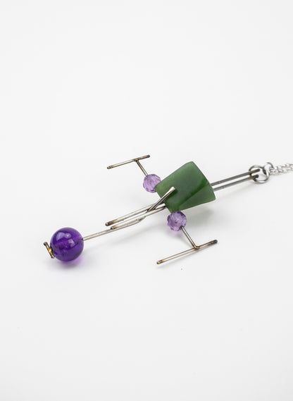 Pounamu, Amethyst Stainless Steel Necklace