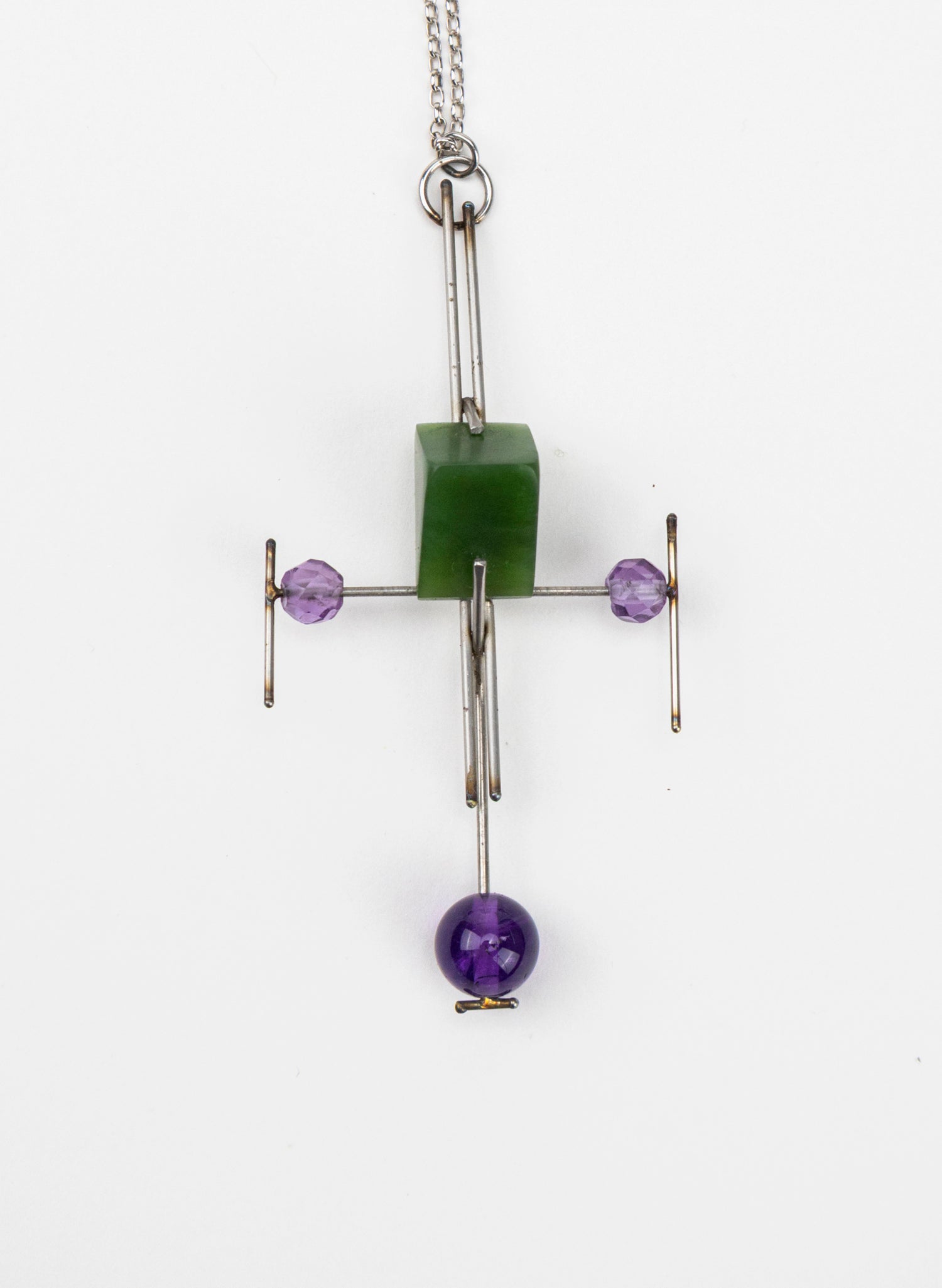 Pounamu, Amethyst Stainless Steel Necklace