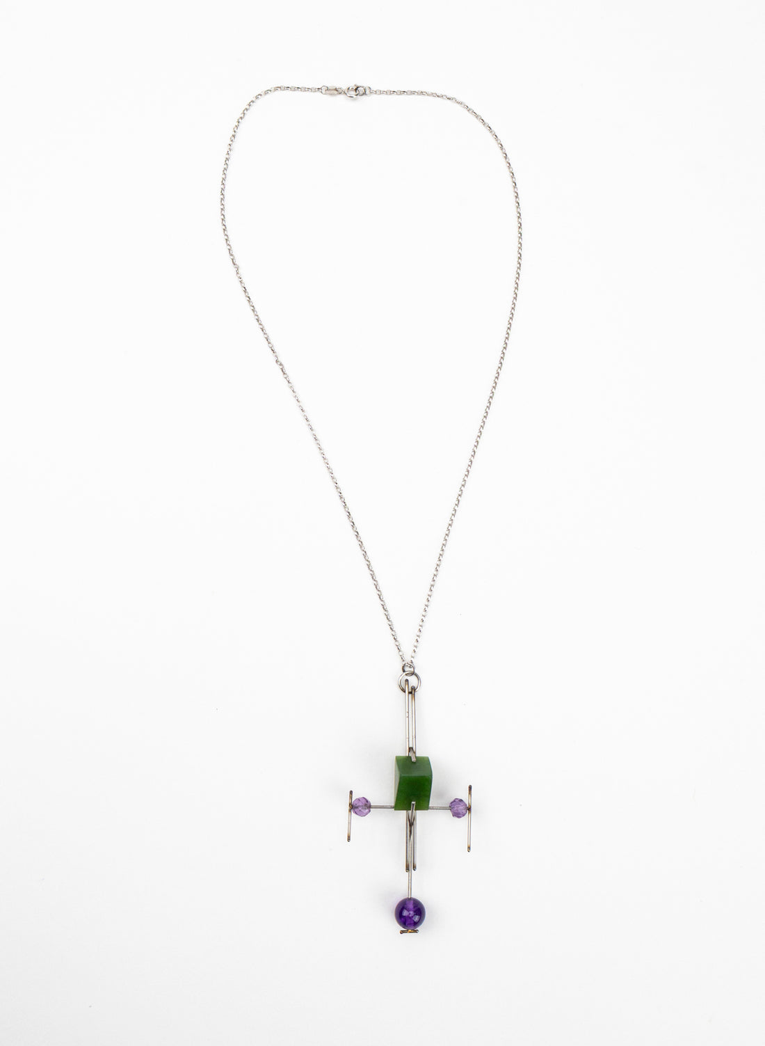 Pounamu, Amethyst Stainless Steel Necklace