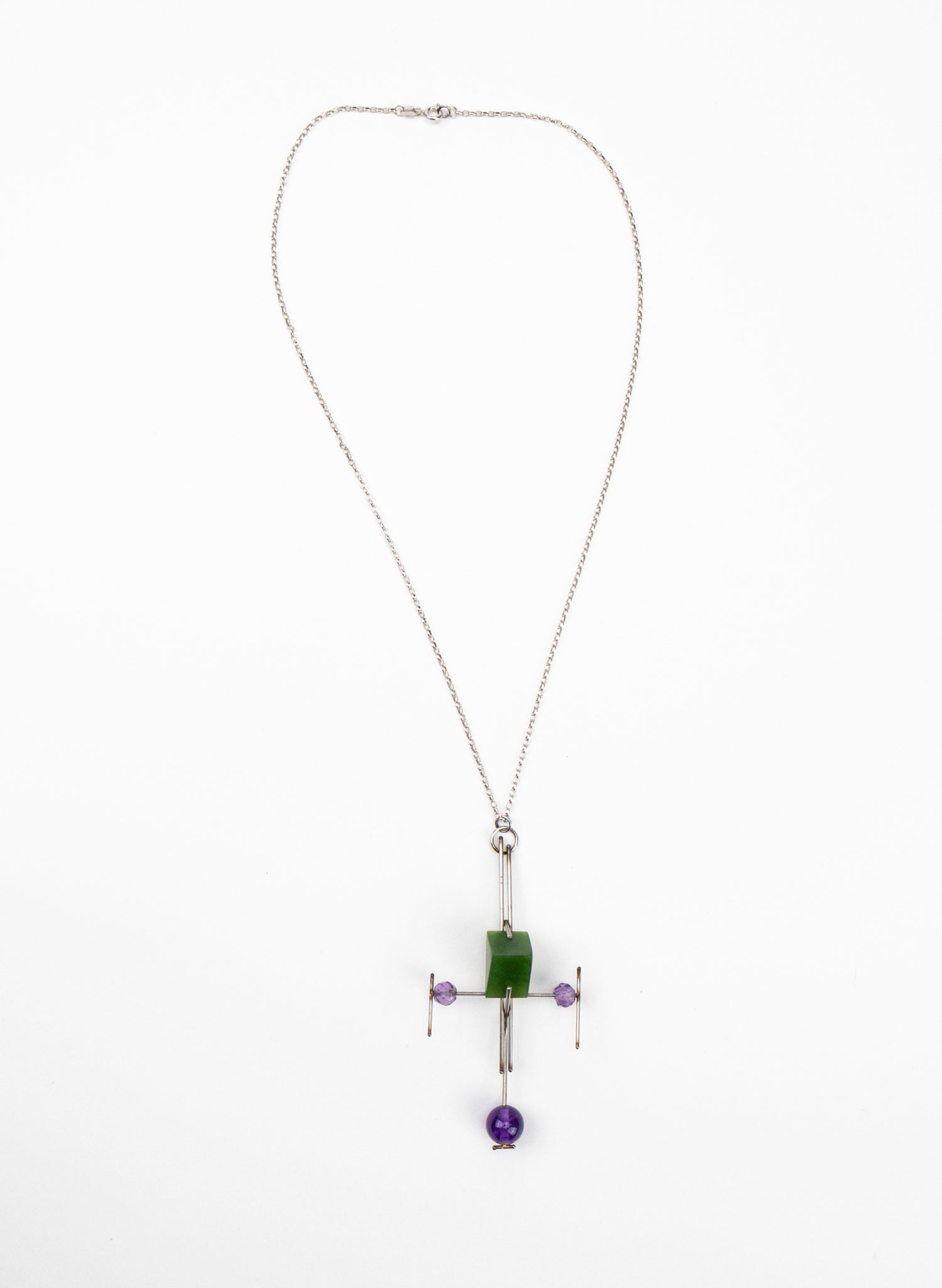 Pounamu, Amethyst Stainless Steel Necklace