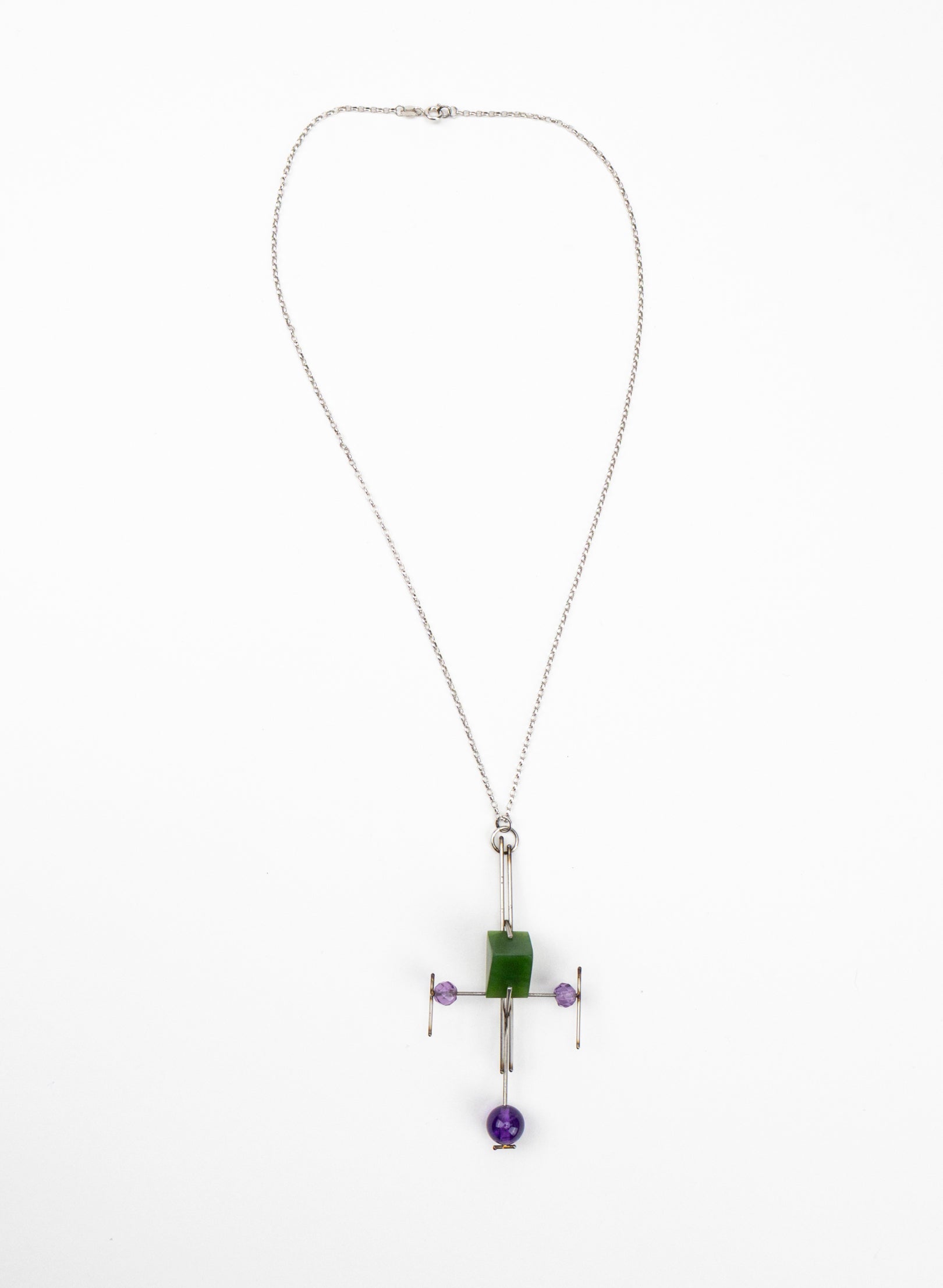 Pounamu, Amethyst Stainless Steel Necklace