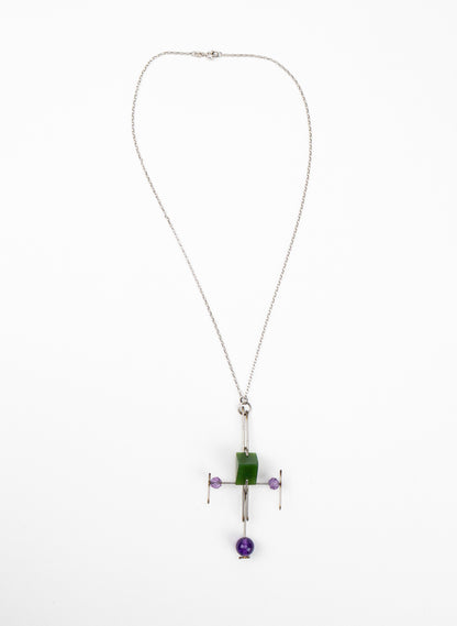 Pounamu, Amethyst Stainless Steel Necklace