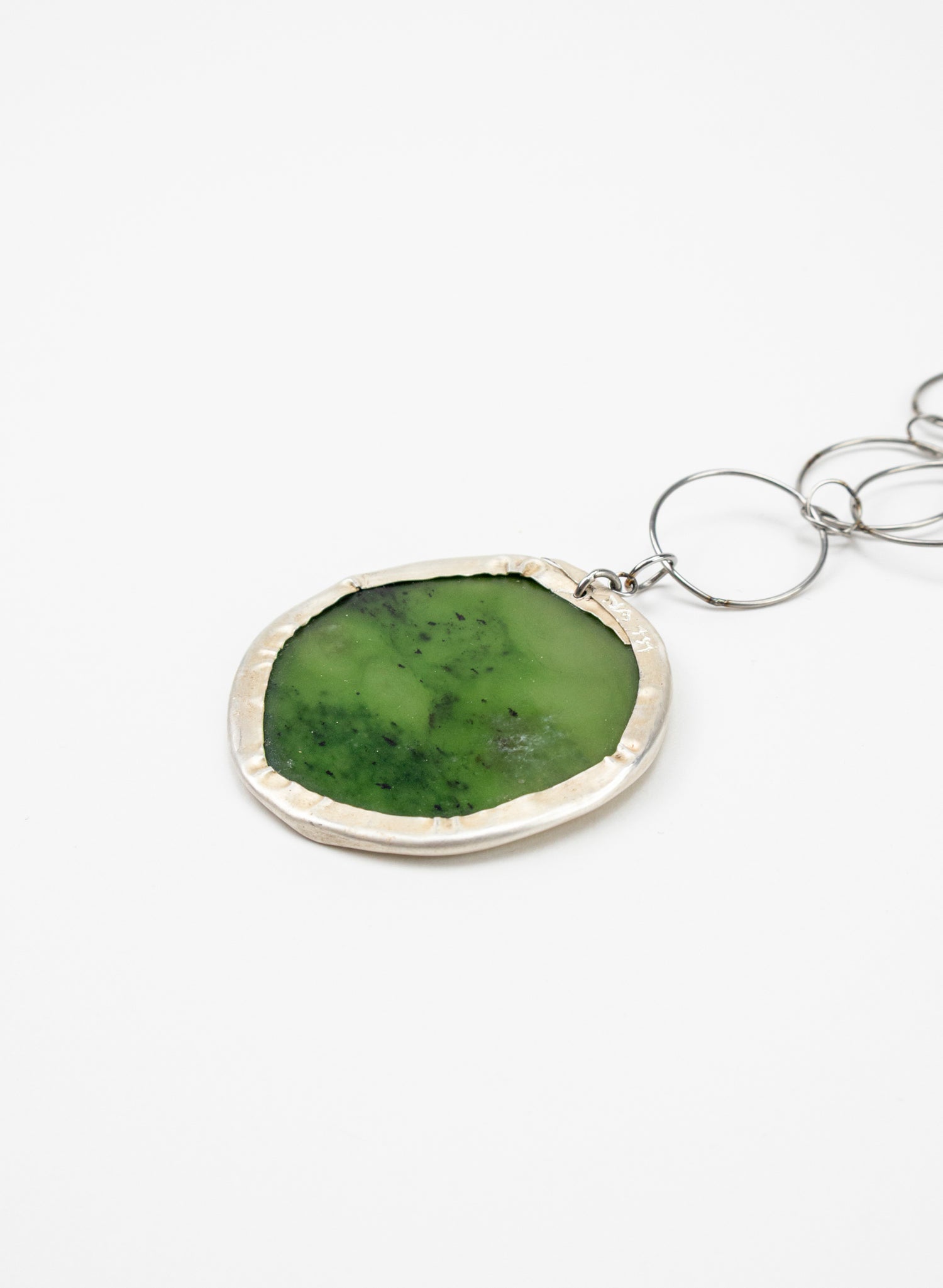 NZ Jade Pounamu, Fine Silver and Stainless Steel Necklace