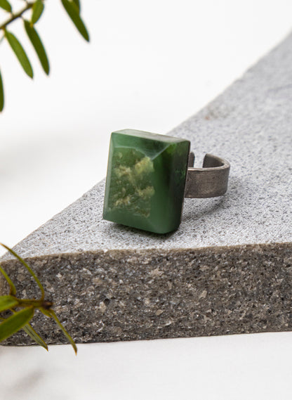 Square Pounamu Titanium Ring
