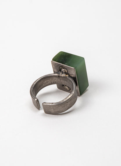 Square Pounamu Titanium Ring