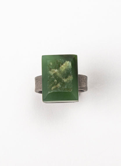 Square Pounamu Titanium Ring