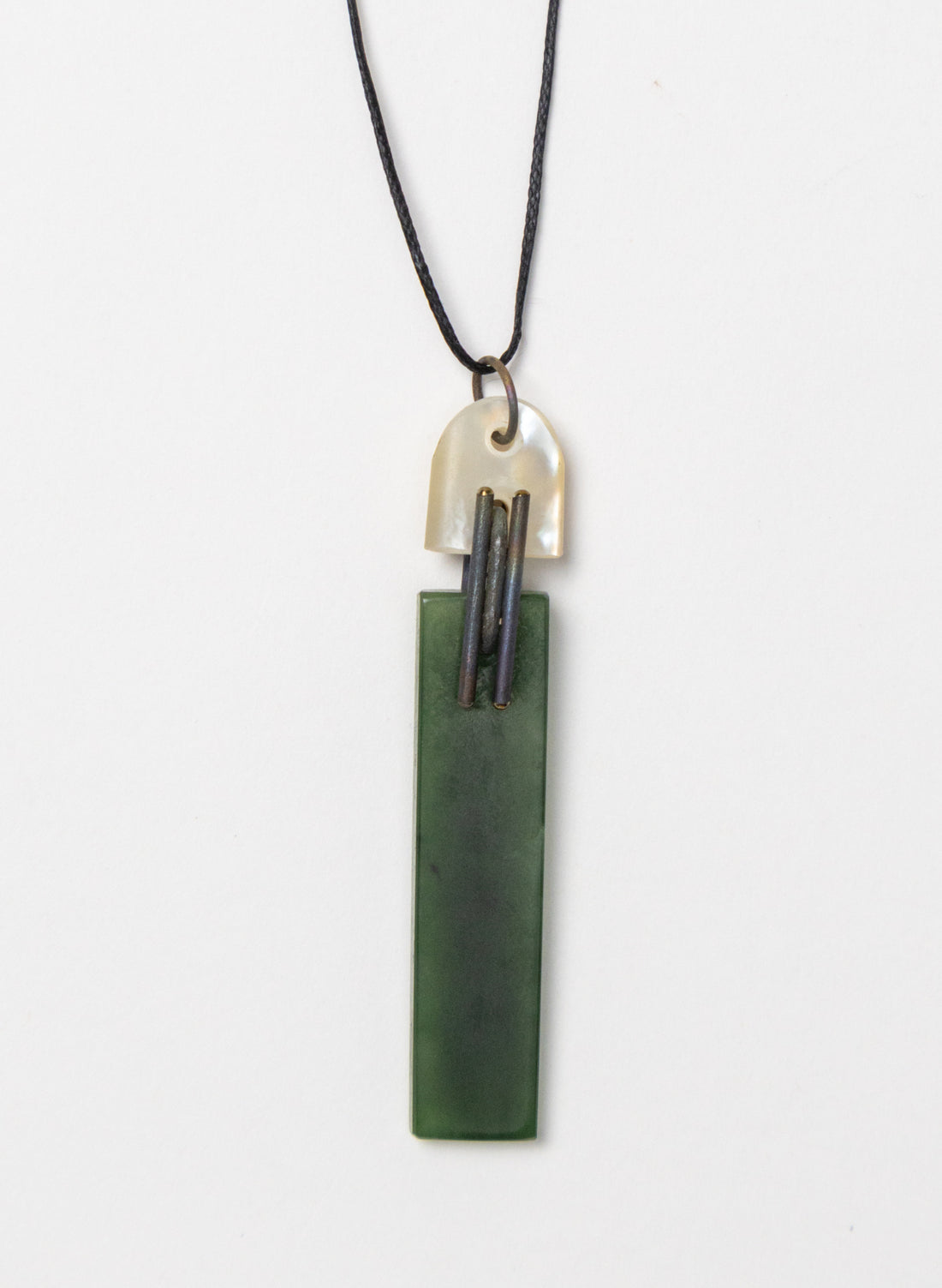 NZ Pounamu, Titanium and Mother Of Pearl Necklace