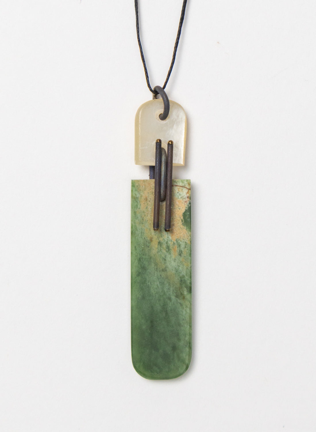 NZ Pounamu, Titanium and Mother Of Pearl Necklace