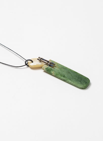 NZ Pounamu, Titanium and Mother Of Pearl Necklace