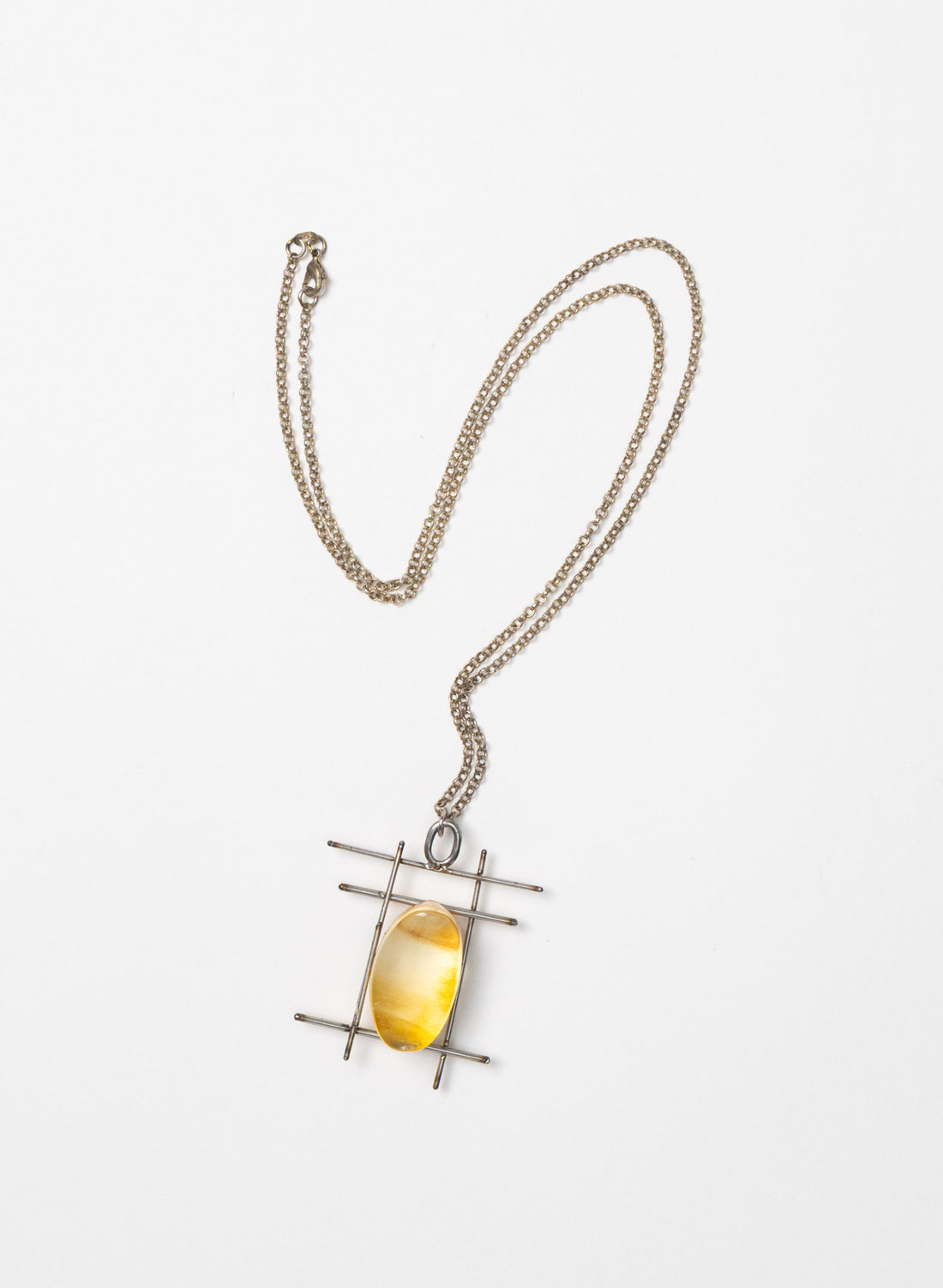 NZ Kauri Gum and Stainless Steel Necklace