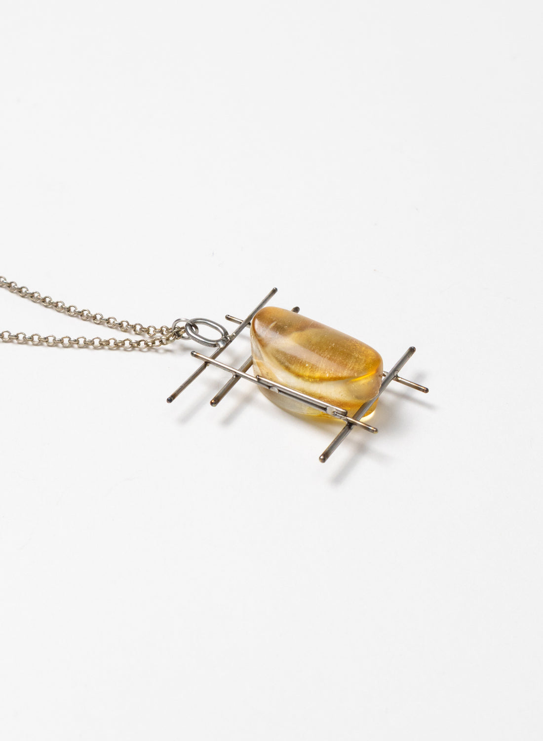 NZ Kauri Gum and Stainless Steel Necklace