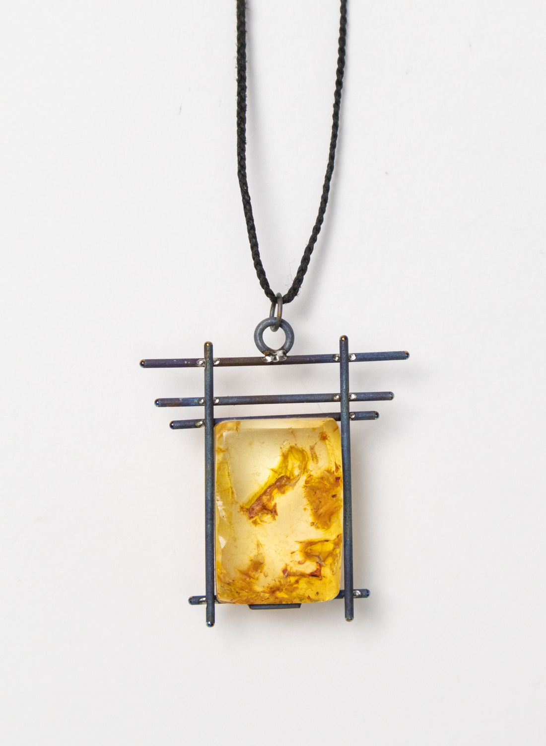 NZ Kauri Gum and Stainless Steel Necklace