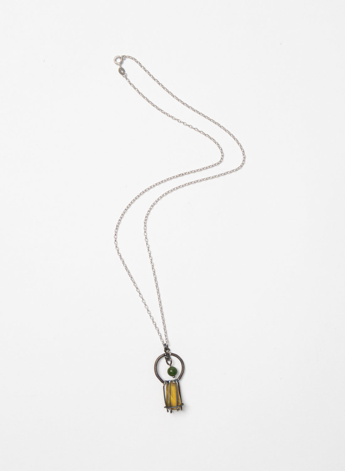 NZ Kauri, Pounamu and Stainless Steel Necklace