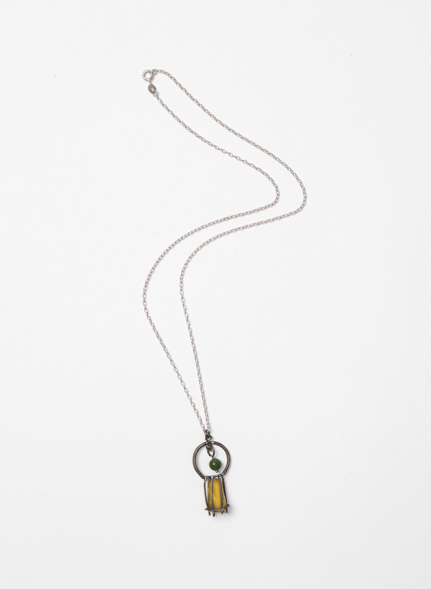 NZ Kauri, Pounamu and Stainless Steel Necklace