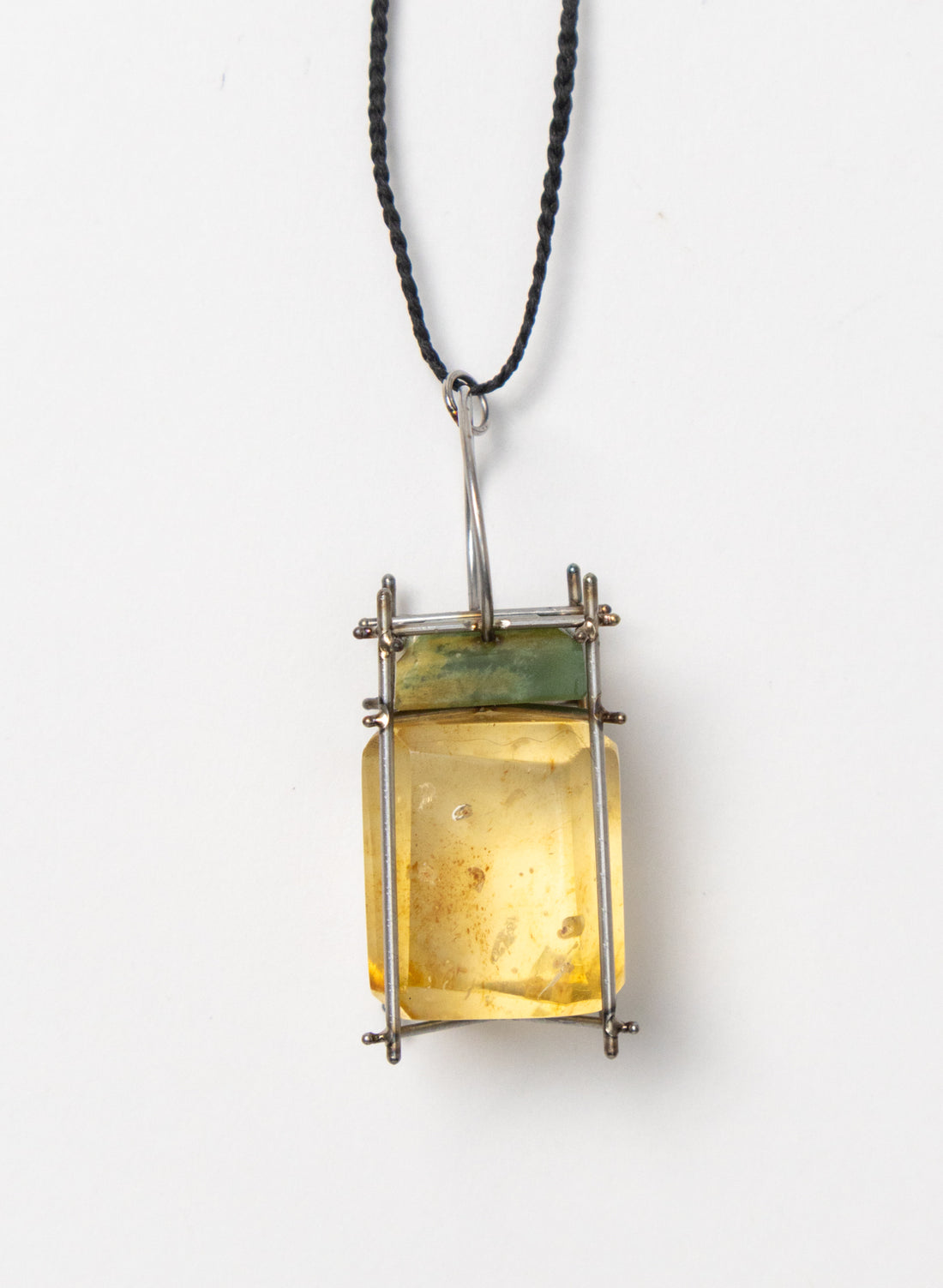 NZ Kauri, Pounamu and Stainless Steel Necklace