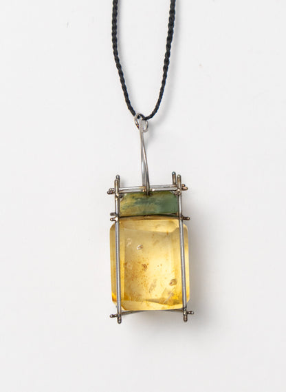 NZ Kauri, Pounamu and Stainless Steel Necklace