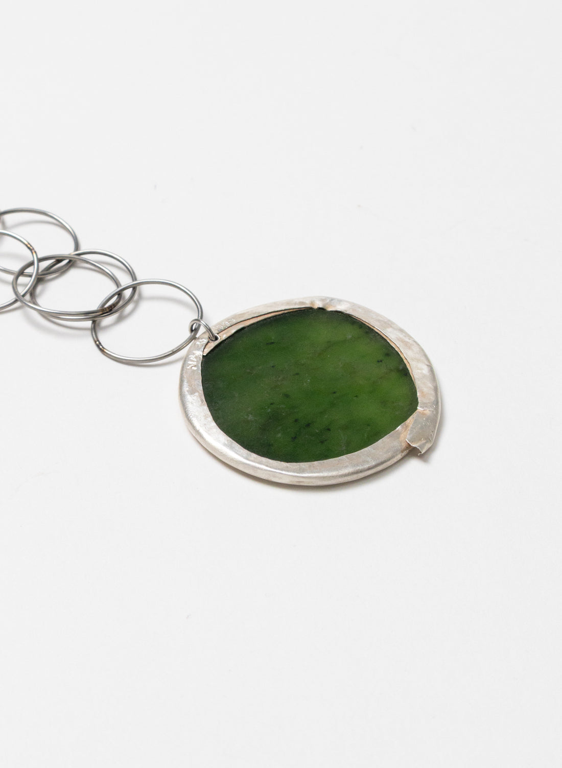 NZ Pounamu, Titanium and Silver Necklace