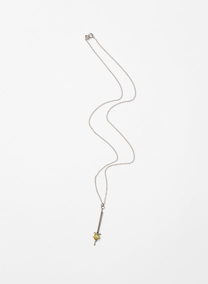 Yellow Sapphire, Untreated Steel Necklace