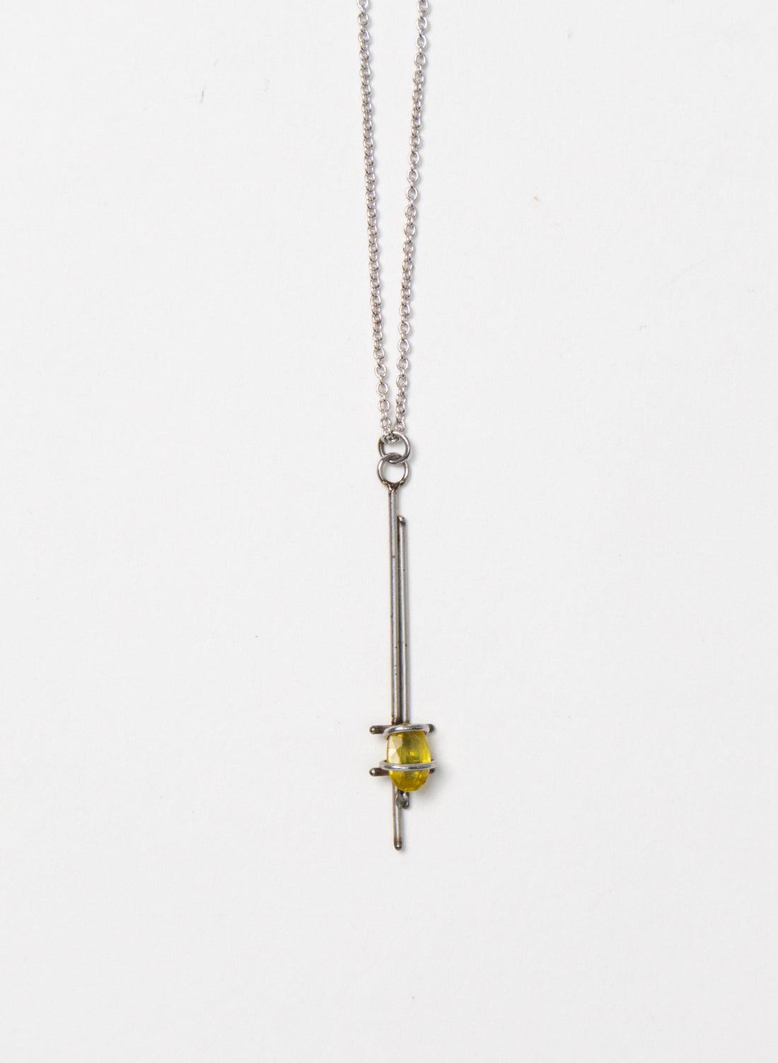 Yellow Sapphire, Untreated Steel Necklace