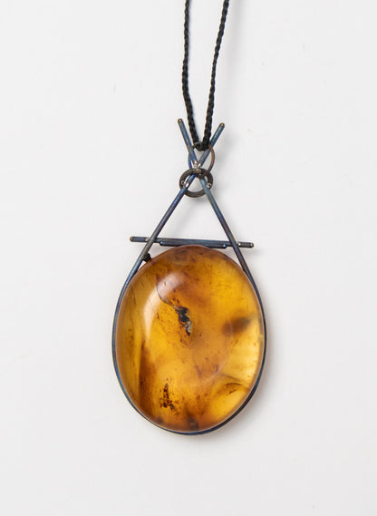 NZ Kauri Gum and Stainless Steel Necklace
