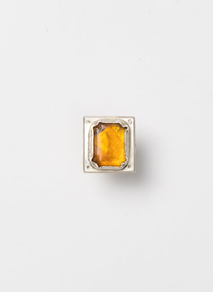 NZ Amber and Silver Ring