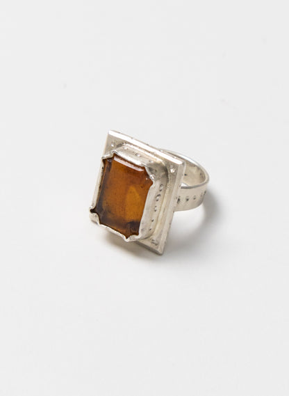 NZ Amber and Silver Ring