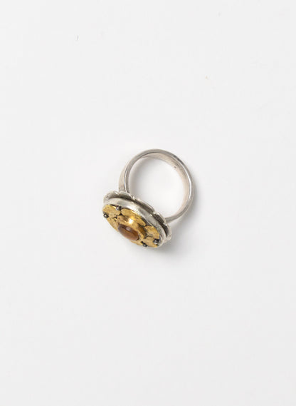 NZ Amber, Gold and Silver Ring