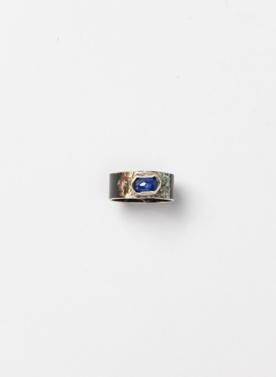 Blue Sapphire and Titanium Ring