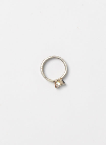 Green Peridot and Titanium Ring