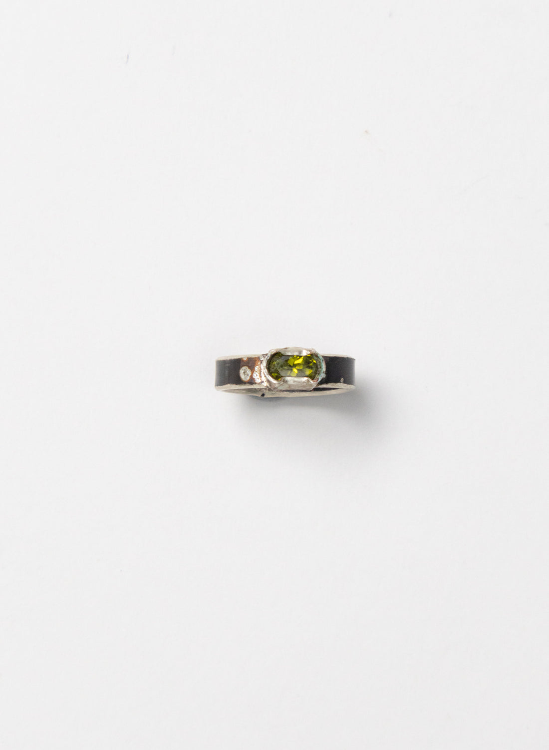 Green Peridot and Titanium Ring