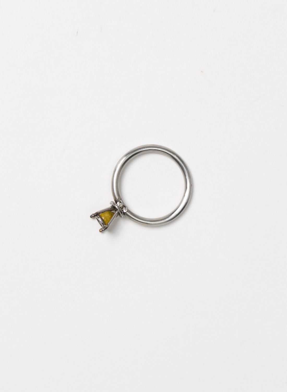 Yellow Sapphire and Stainless Steel Ring