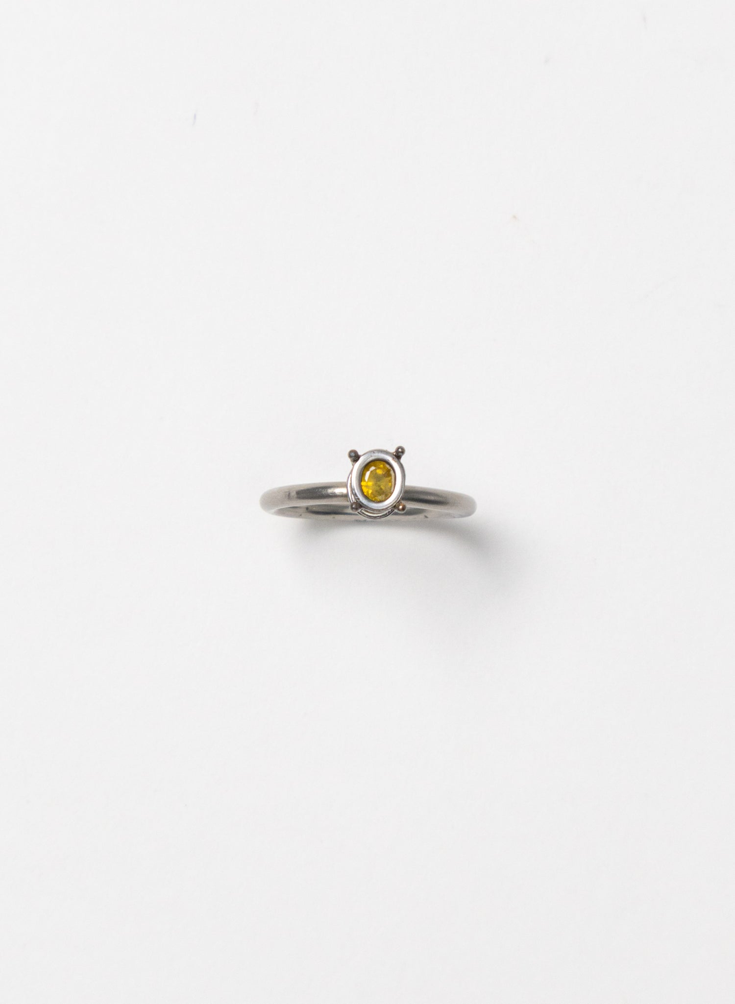 Yellow Sapphire and Stainless Steel Ring