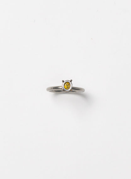 Yellow Sapphire and Stainless Steel Ring
