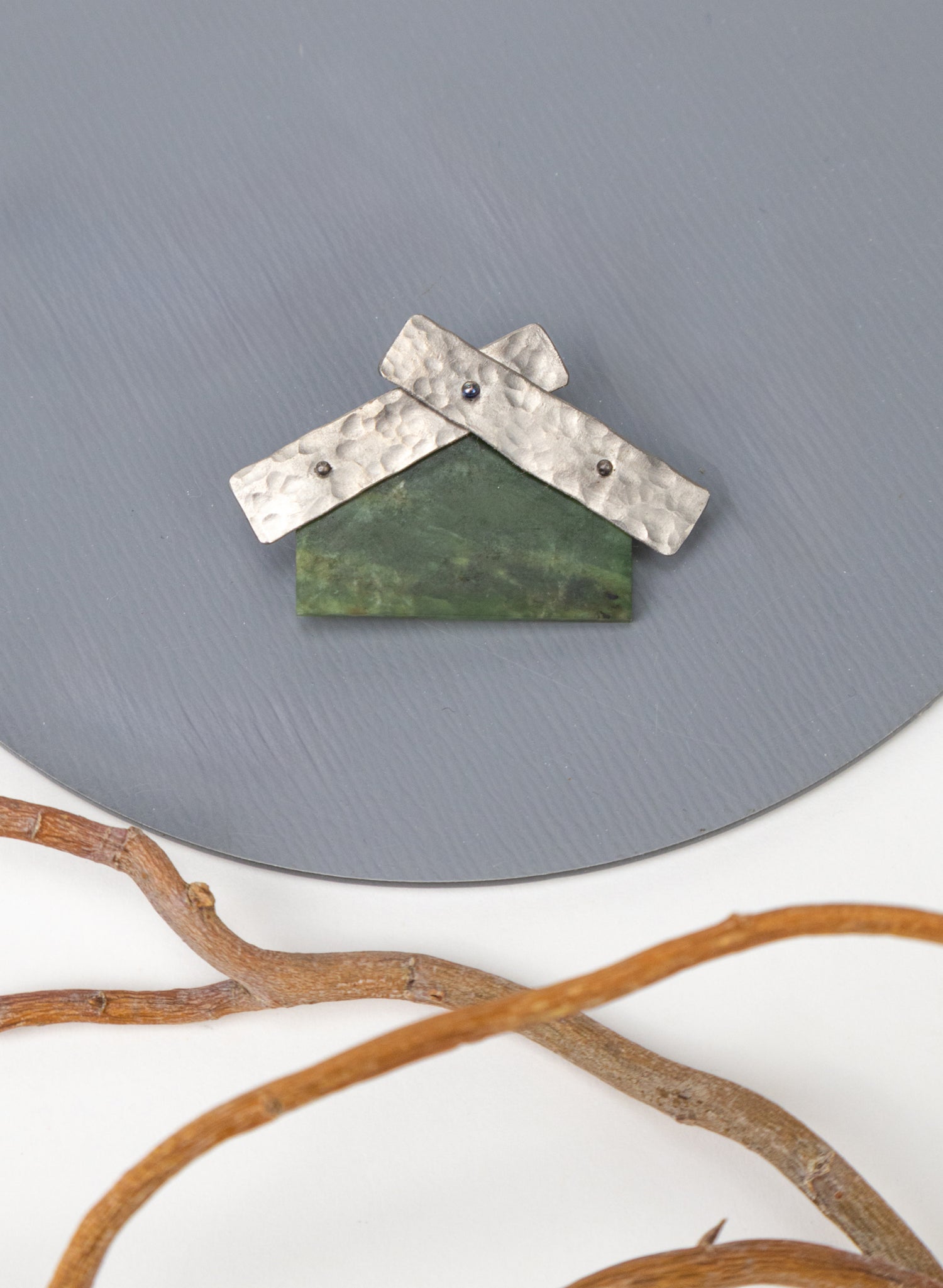 Wharenui Pounamu &amp; Titanium Brooch