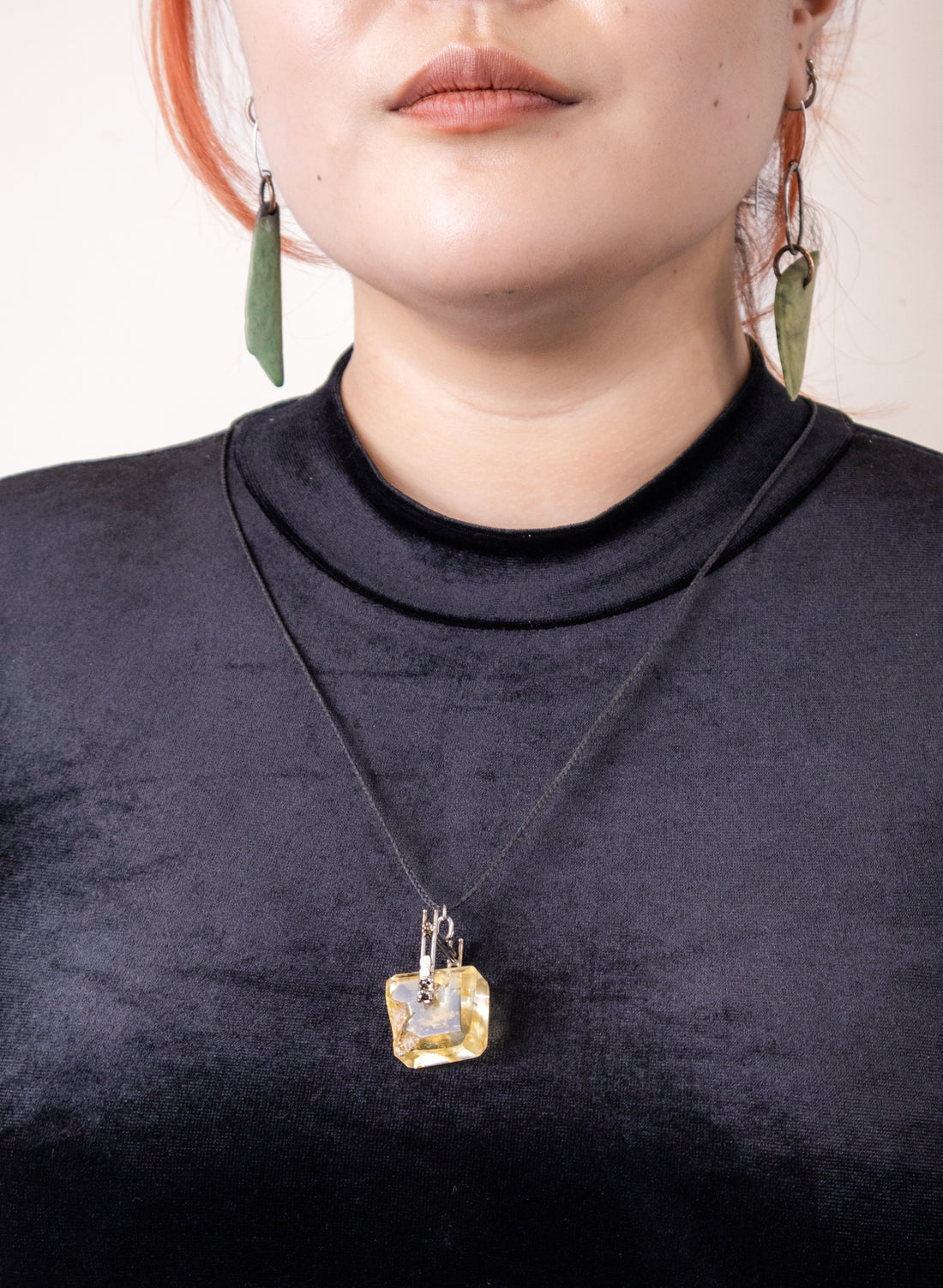 NZ Kauri Gum and Stainless Steel Necklace