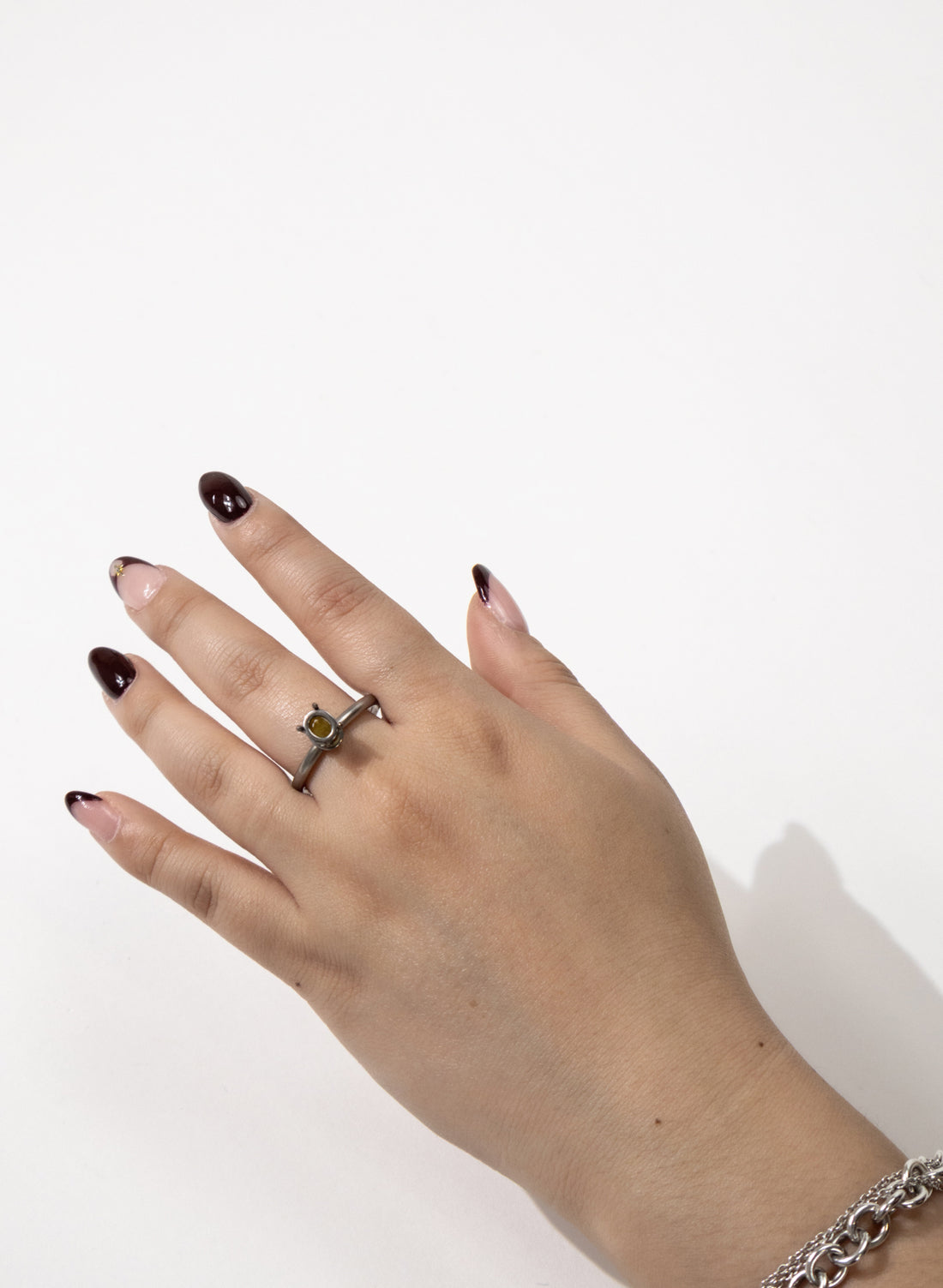 Yellow Sapphire and Stainless Steel Ring