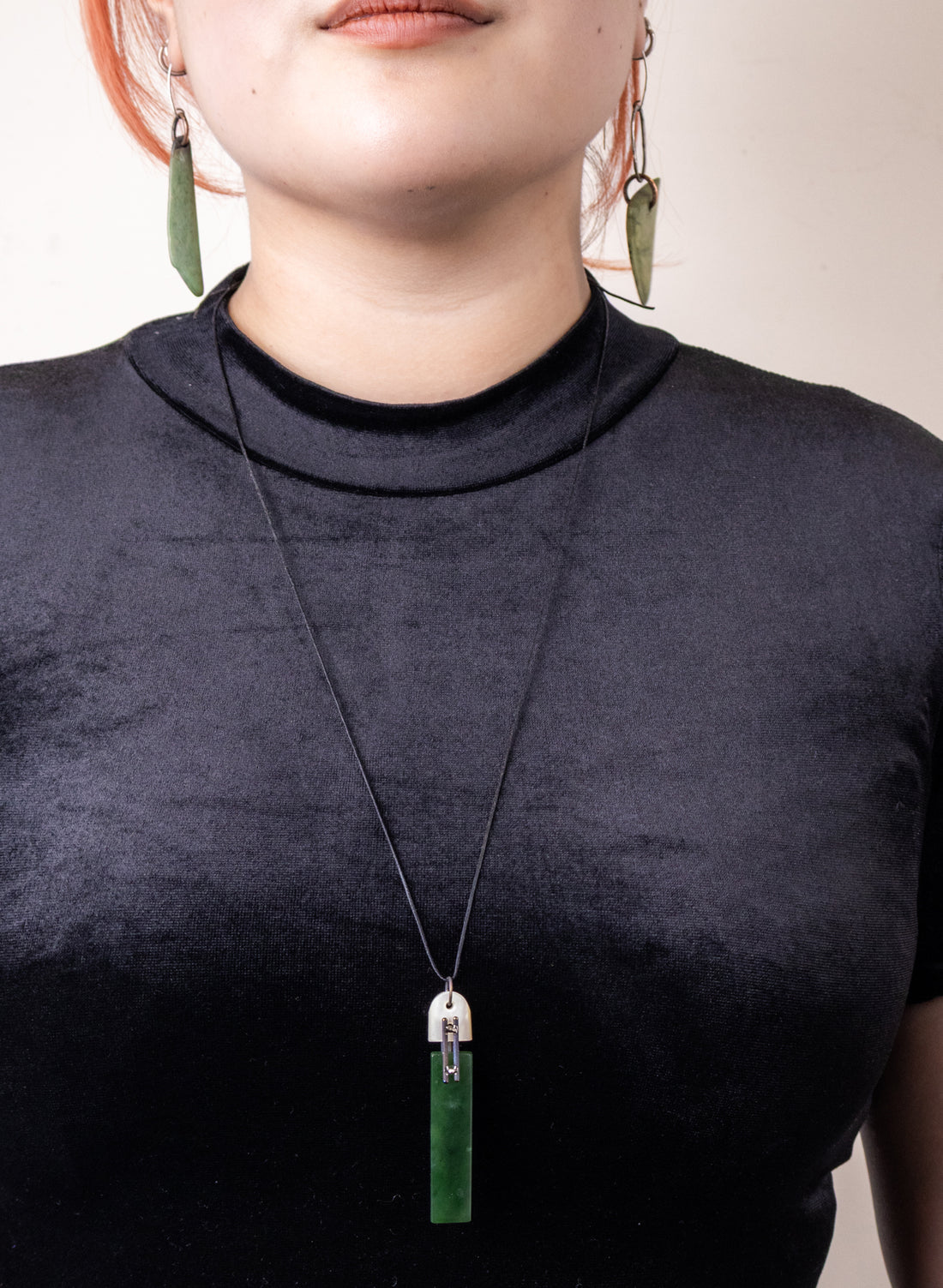 NZ Pounamu, Titanium and Mother Of Pearl Necklace