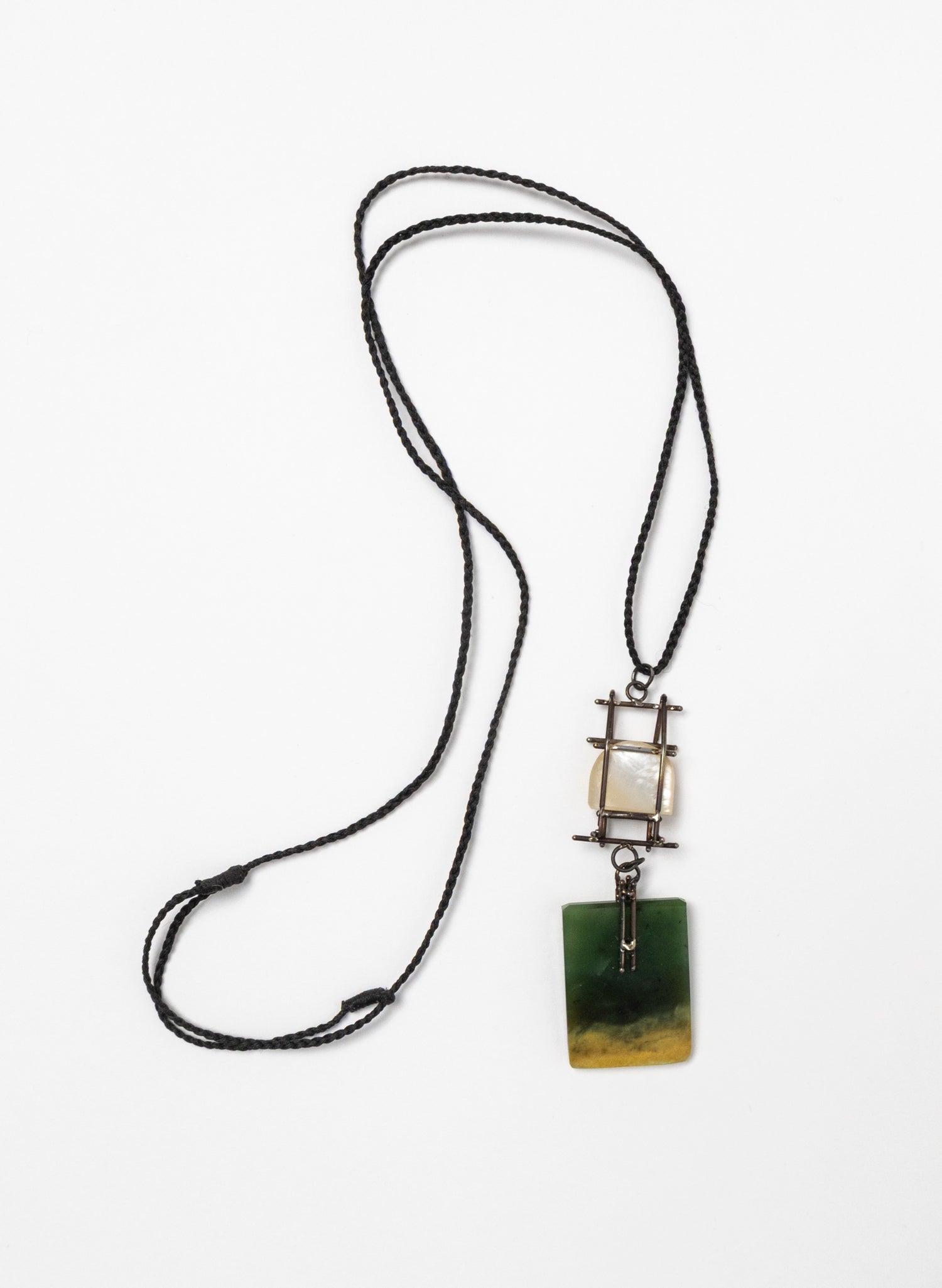 Mother of Pearl, Pounamu, Stainless Steel Necklace
