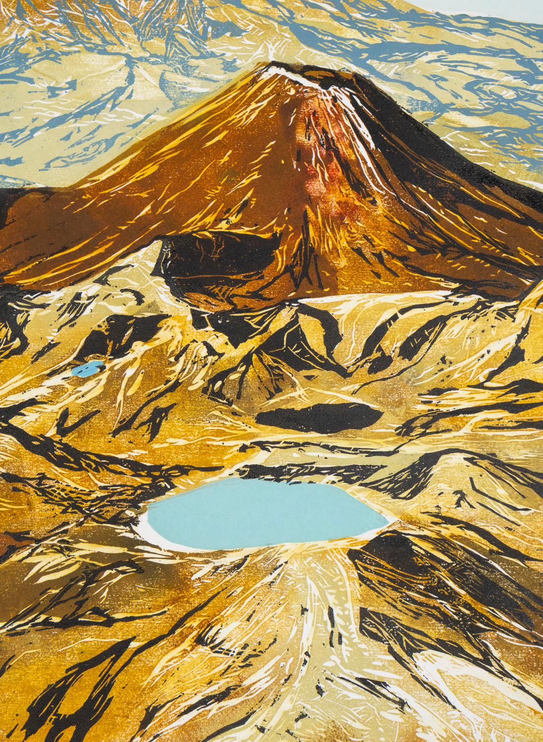 Tongariro Crossing - Woodblock Print