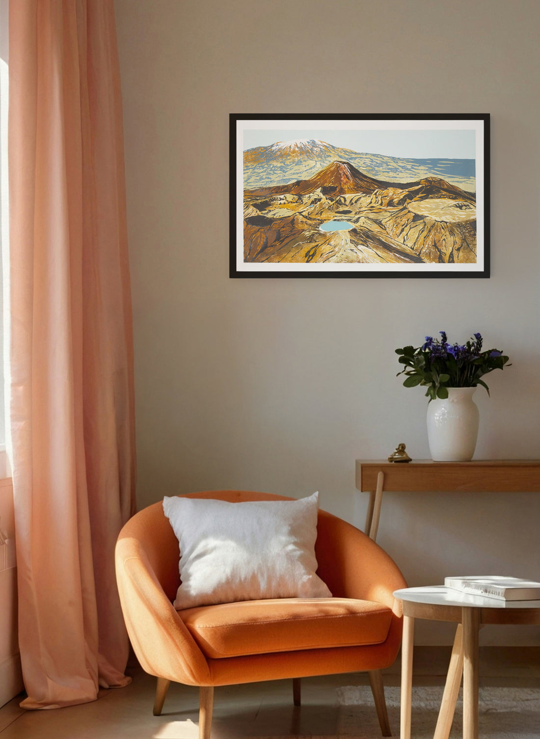 Tongariro Crossing - Woodblock Print