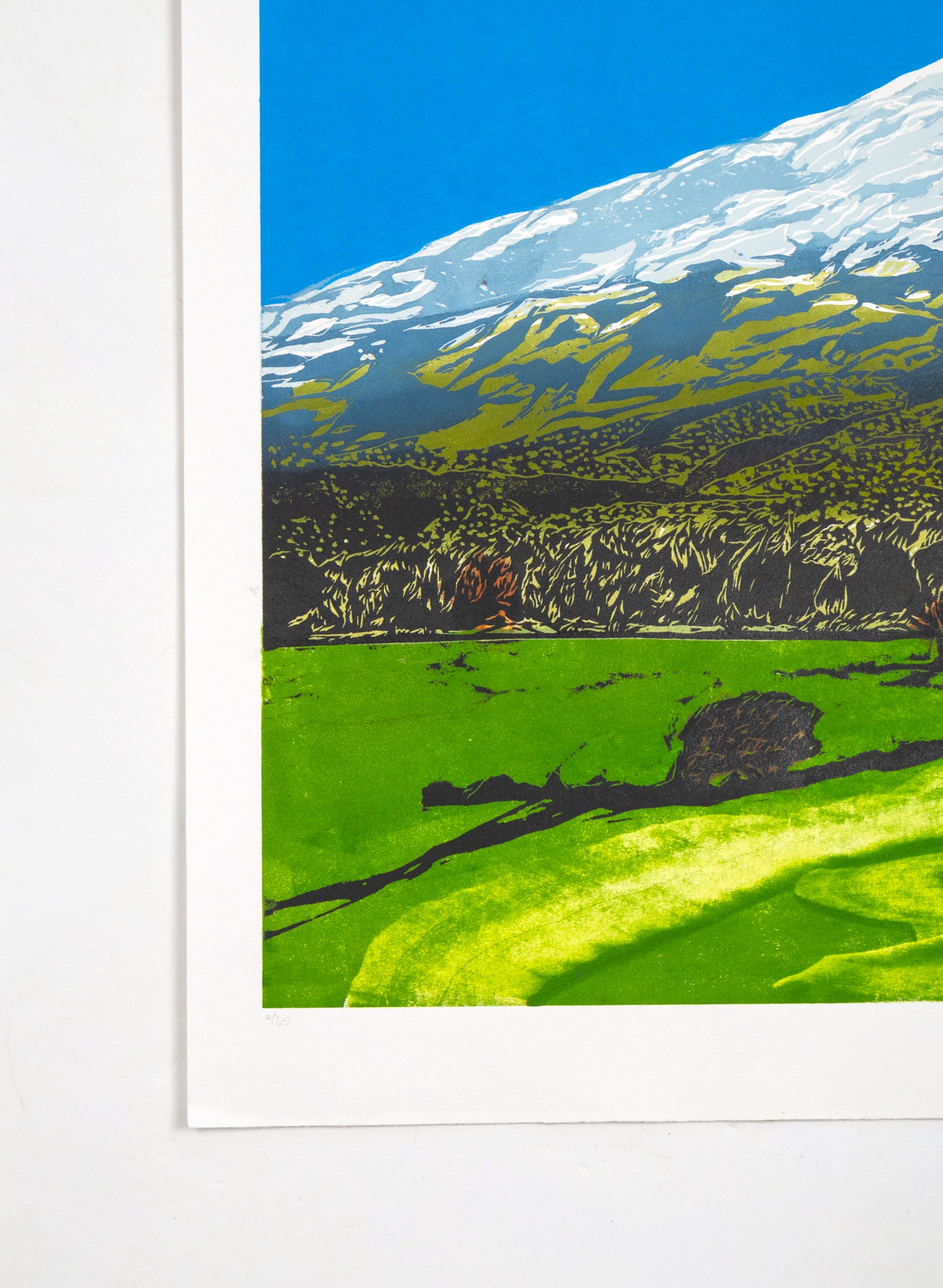 Mount Ruapehu Large - Woodblock Print