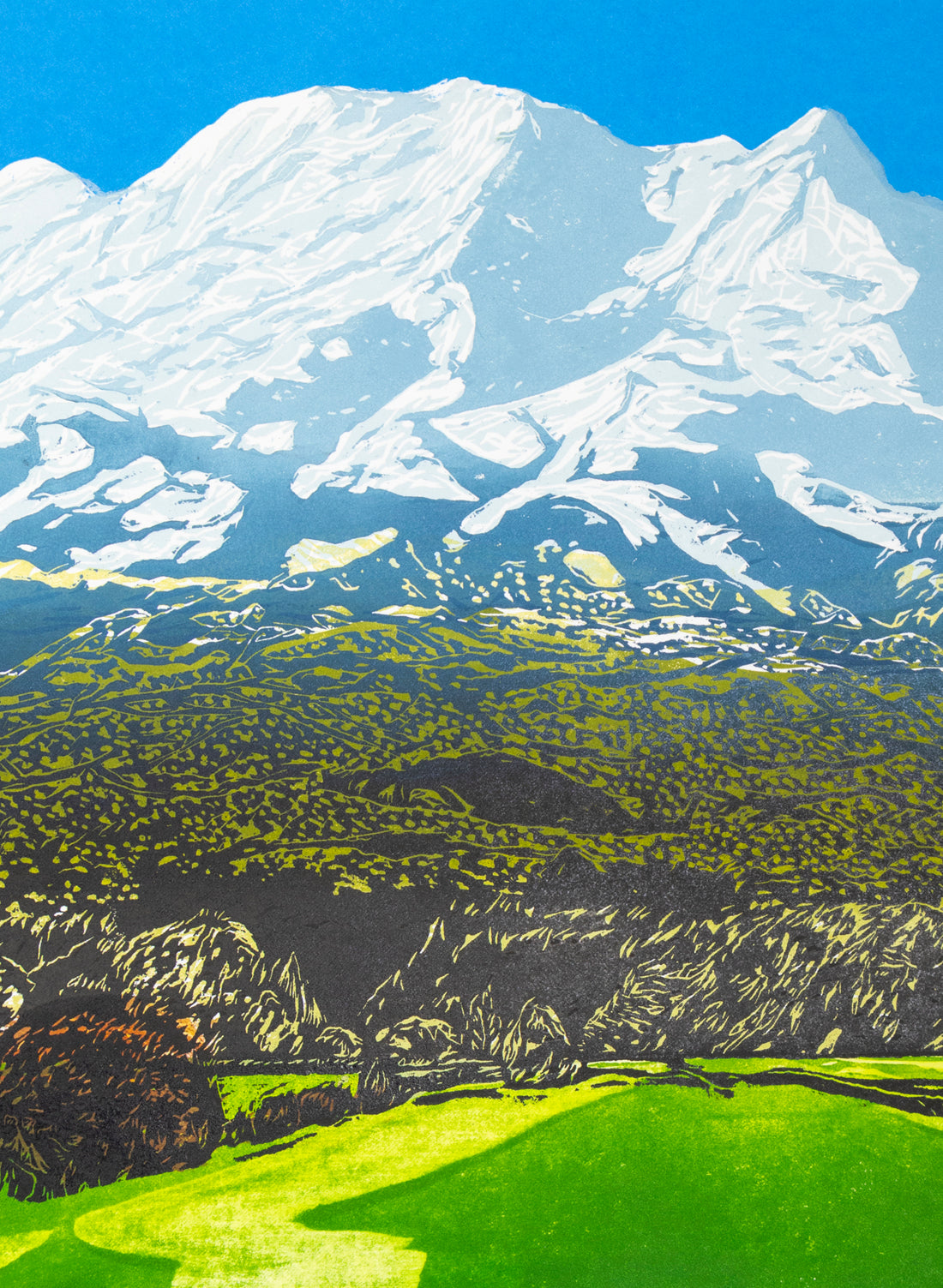 Mount Ruapehu Large - Woodblock Print