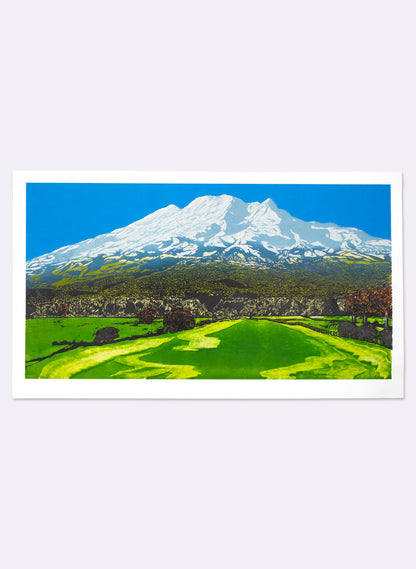 Mount Ruapehu Large - Woodblock Print