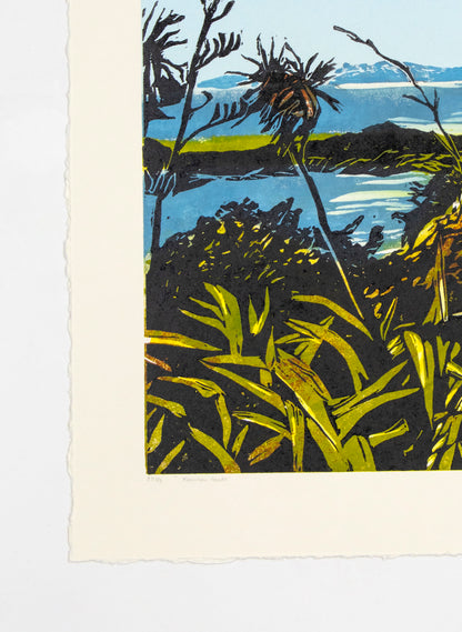 Manukau Heads - Woodblock Print