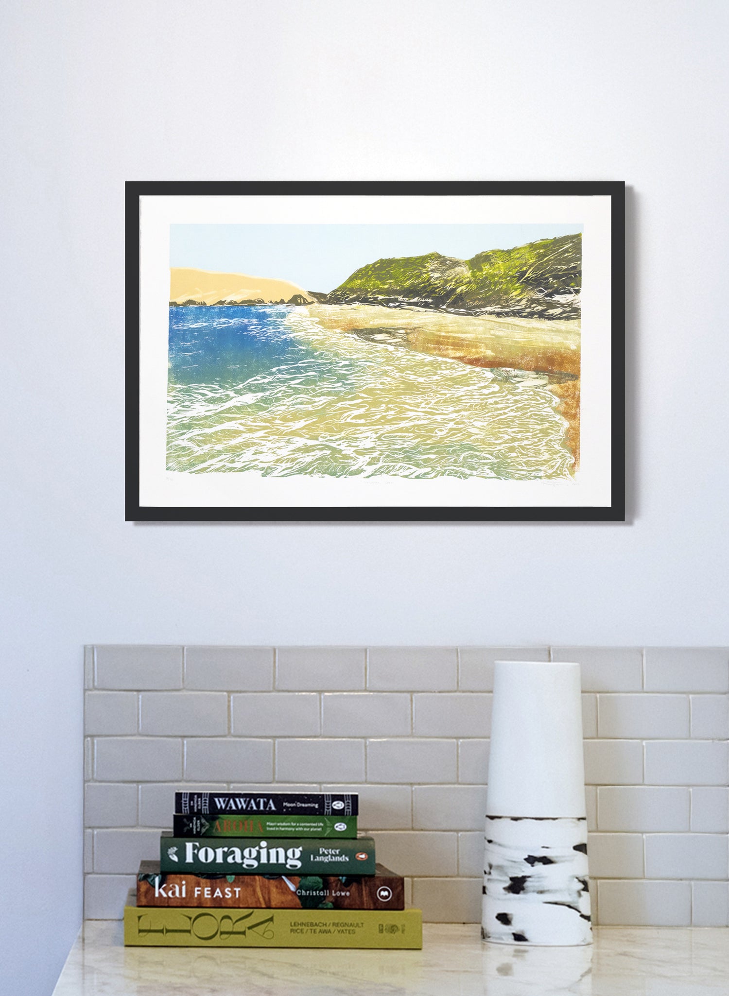 Hokianga from Caves - Woodblock Print