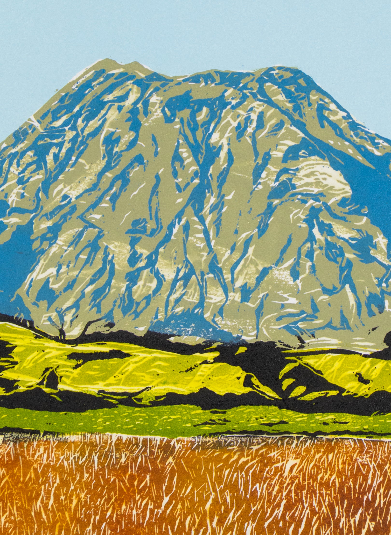 Mt Putauaki Edgecumbe - Woodblock Print