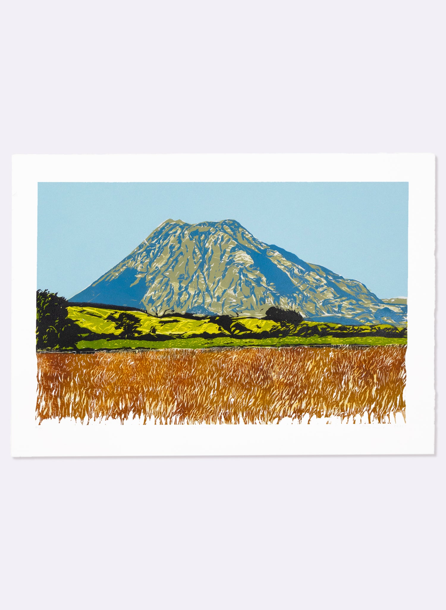 Mt Putauaki Edgecumbe - Woodblock Print